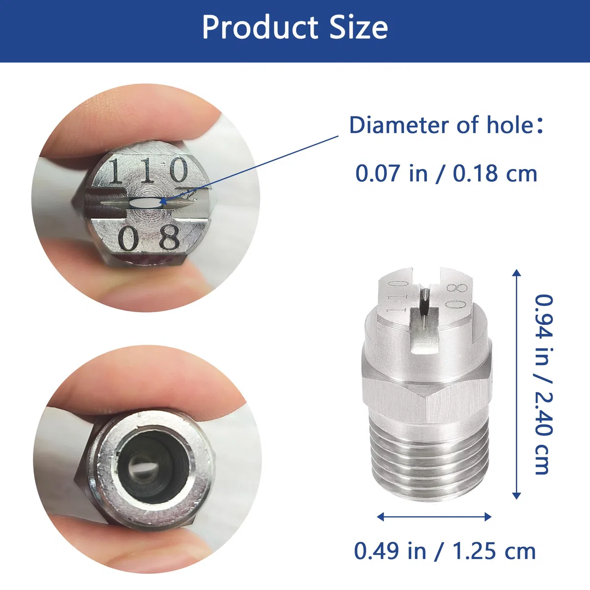 4Pcs Punta Per Ugello Acciaio Inox 110 Gradi,Ugello Con Apertura 1.8mm, Attacco Filettato 1/4",Ugello Nebulizzatore Alta Pressione Pulitore Pressione Nebulizzatore Lavaggio Accessorio (110 Gradi)