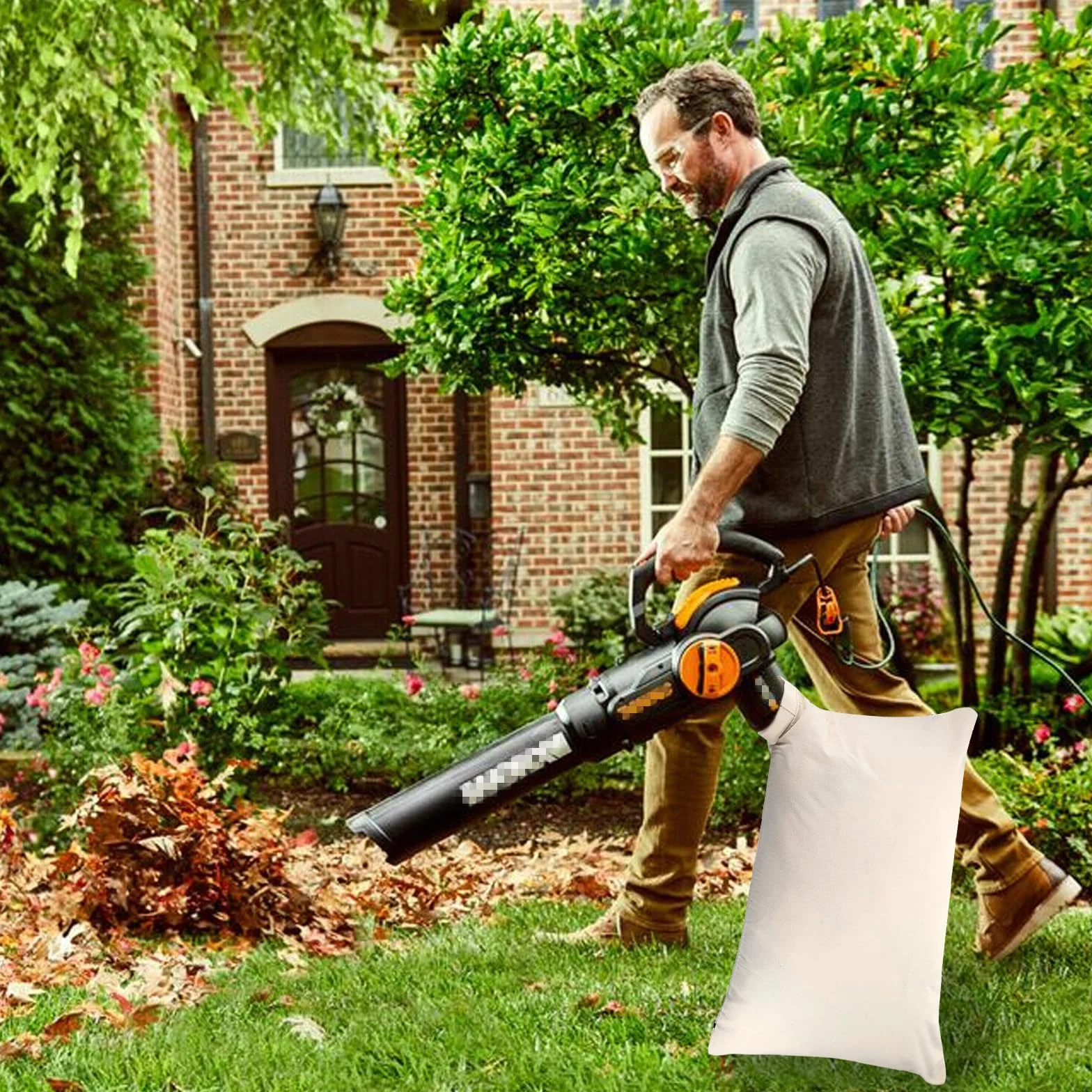 IGNPION Sacchetto universale per soffiatore sottovuoto con spalla, 90 l, grande capacità, per raccogliere foglie da giardino, adatto alla maggior parte degli aspirapolvere per foglie, borsa di