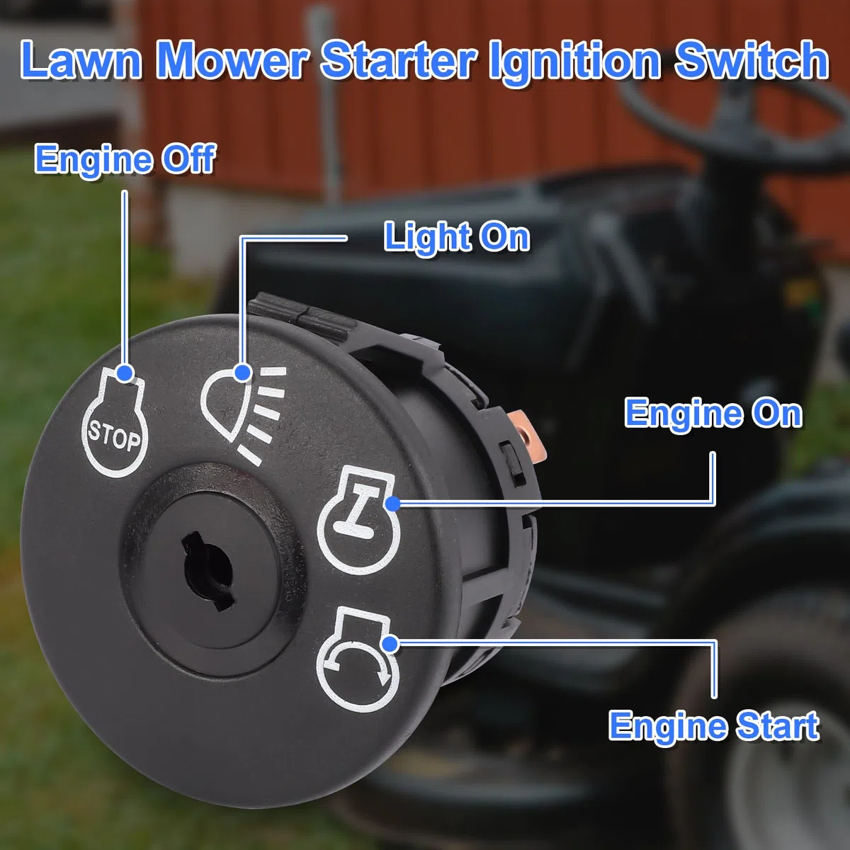 NQEUEPN Interruttore di Accensione per Tosaerba con Chiave 7 Terminali per Husqvarna Sears Craftsman, 4 Posizioni Interruttore Accensione e Avviamento Compatibile con 175566 175442 GY20074