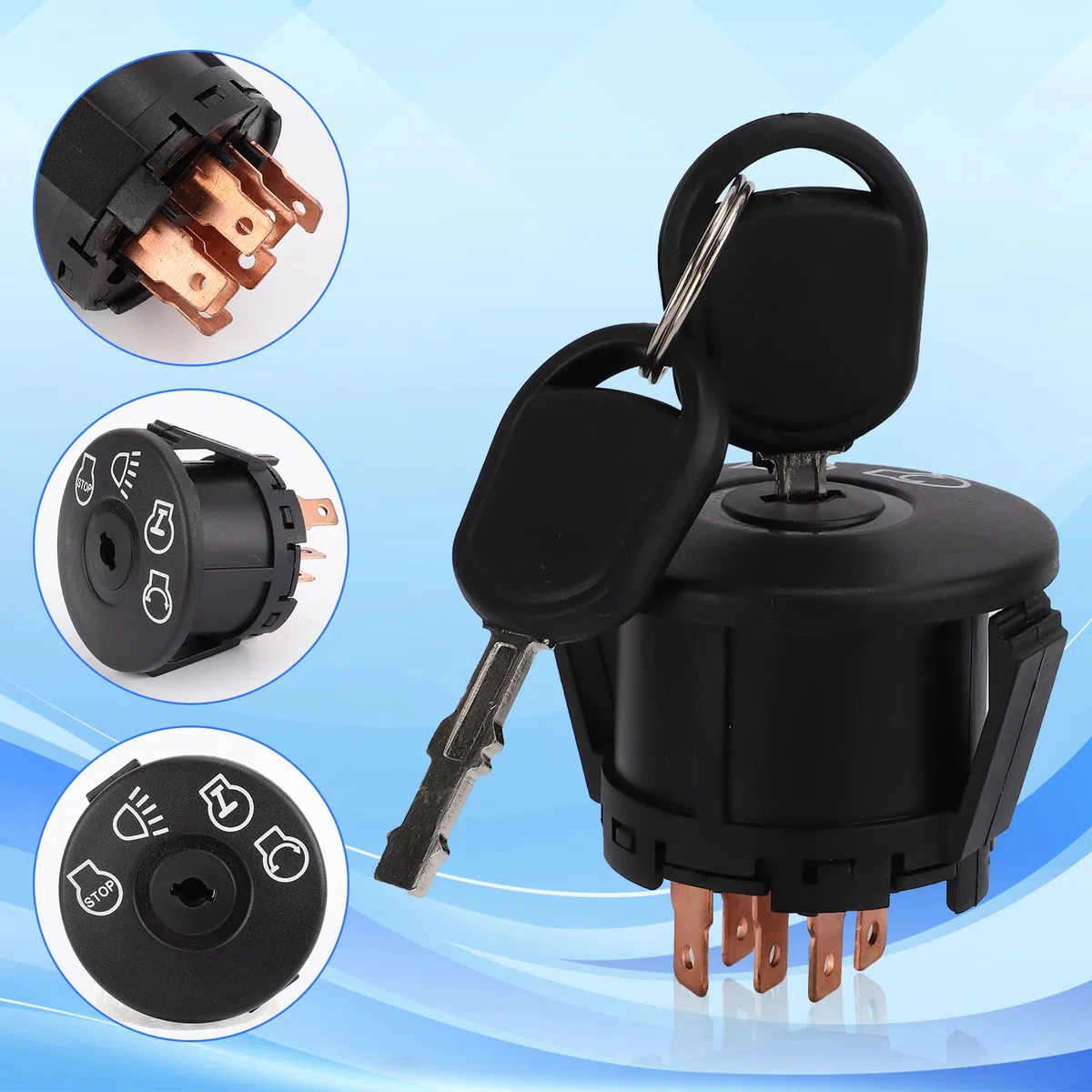 NQEUEPN Interruttore di Accensione per Tosaerba con Chiave 7 Terminali per Husqvarna Sears Craftsman, 4 Posizioni Interruttore Accensione e Avviamento Compatibile con 175566 175442 GY20074