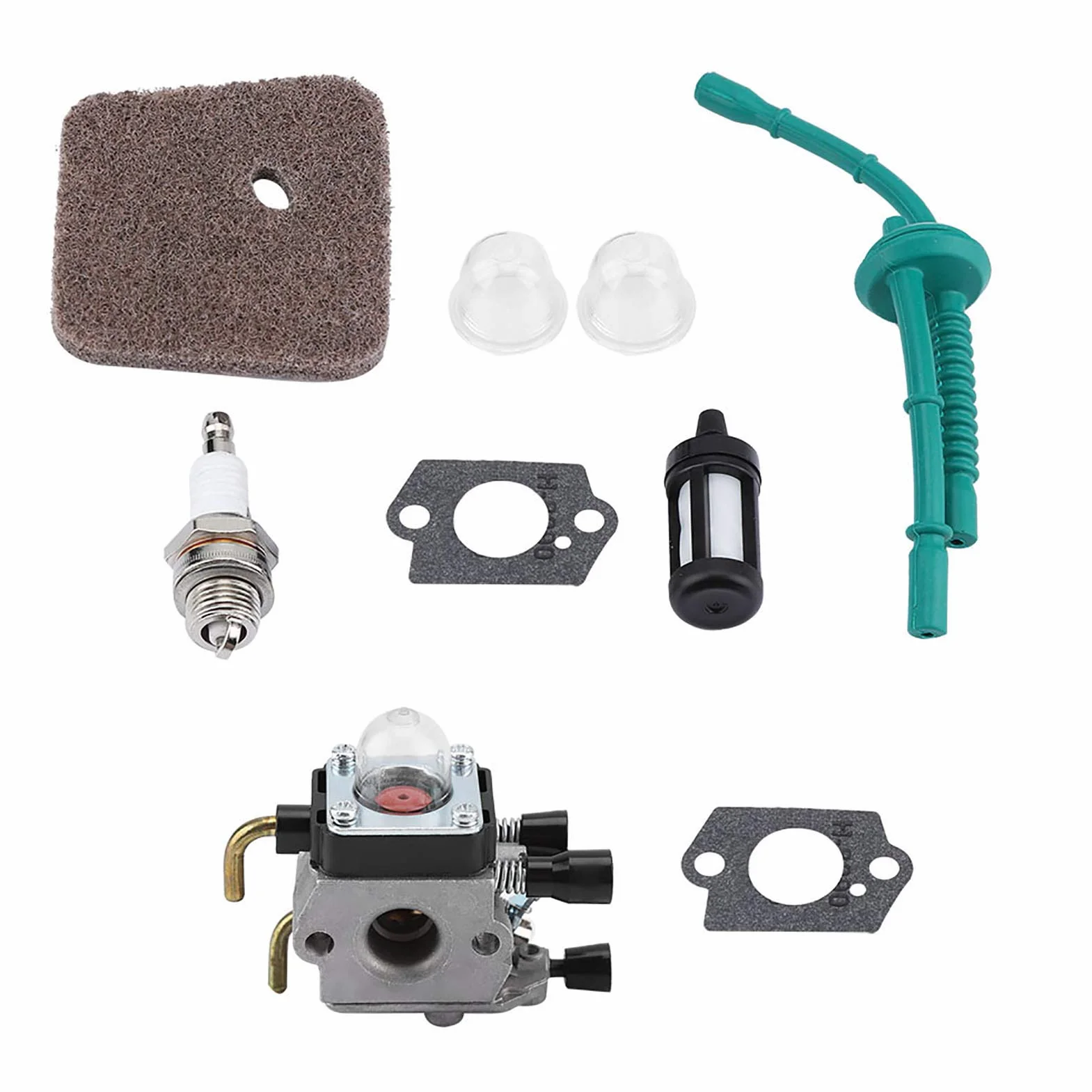 Tyenaza Set Carburatore per STIHL FS55 FS55R FS55RC FS38 KM55 HL45 KM55R Motore a Tosaerba Ricambi Accessori con Kit Tubo Carburante Filtro Aria Sostituzione