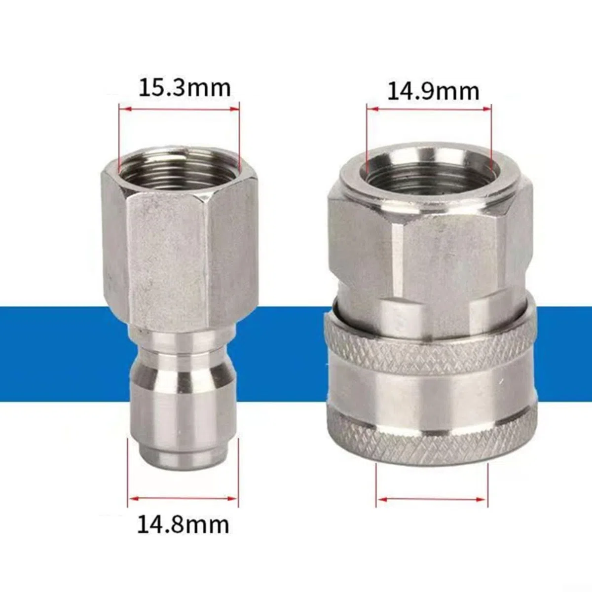 Set di attacchi rapidi in acciaio inox 3/8 pollici NPT per idropulitrici ad alta pressione, 4 pezzi con adattatore filettato interno ed esterno, robusto e resistente alla corrosione per tubi e