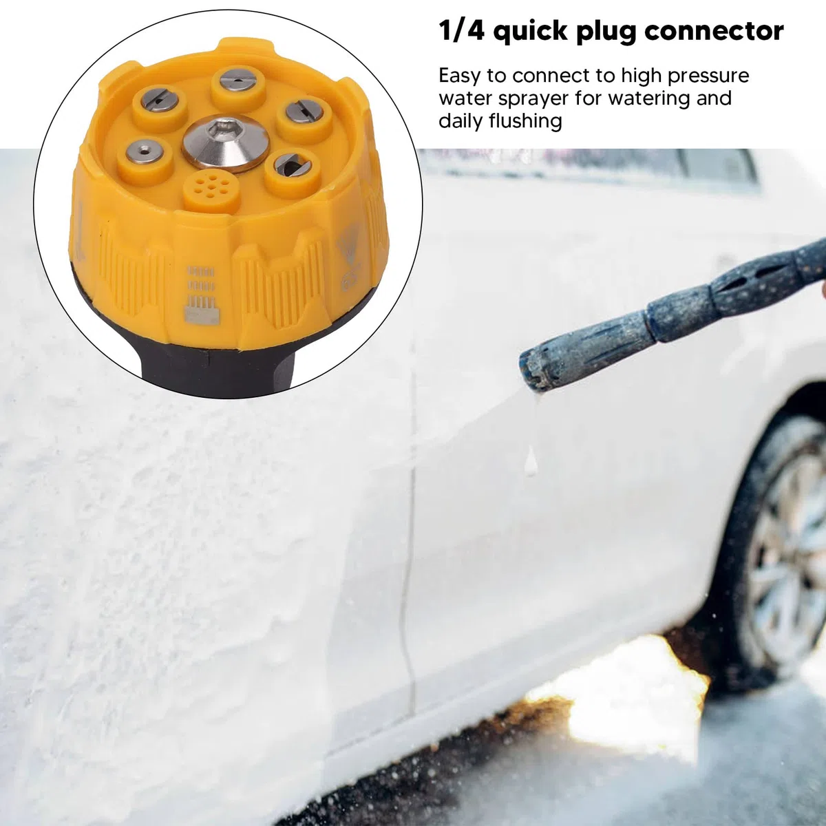 Ugello per Idropulitrice, Punte per Ugelli per Idropulitrice Multifunzione 6 in 1, Ugello per Spruzzatore in Acciaio Inossidabile da 3000 PSI con Connessione Rapida da 1/4 (Nero