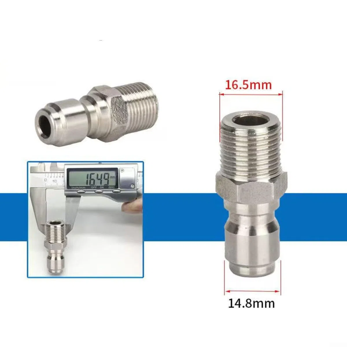 Set di attacchi rapidi in acciaio inox 3/8 pollici NPT per idropulitrici ad alta pressione, 4 pezzi con adattatore filettato interno ed esterno, robusto e resistente alla corrosione per tubi e