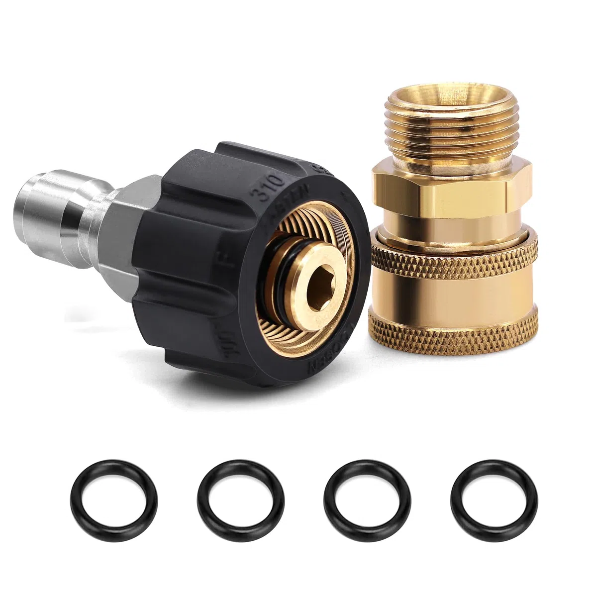 Set Adattatore per Idropulitrice M22 3/8" Tubo Quick Connect Set, Connettore Rapido da Filettatura Femmina M22 da 14 mm a Filettatura Naschio, 5000 PSI