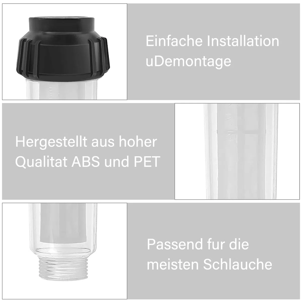 Filtro Acqua Pulizia ad Alta Pressione, Filtro Acqua Pulizia ad Alta Pressione Connettore con Adattatore 3/4" e 5 Inserto Filtro, Filtro per Idropulitrice Acqua Irrigazione per Giardino
