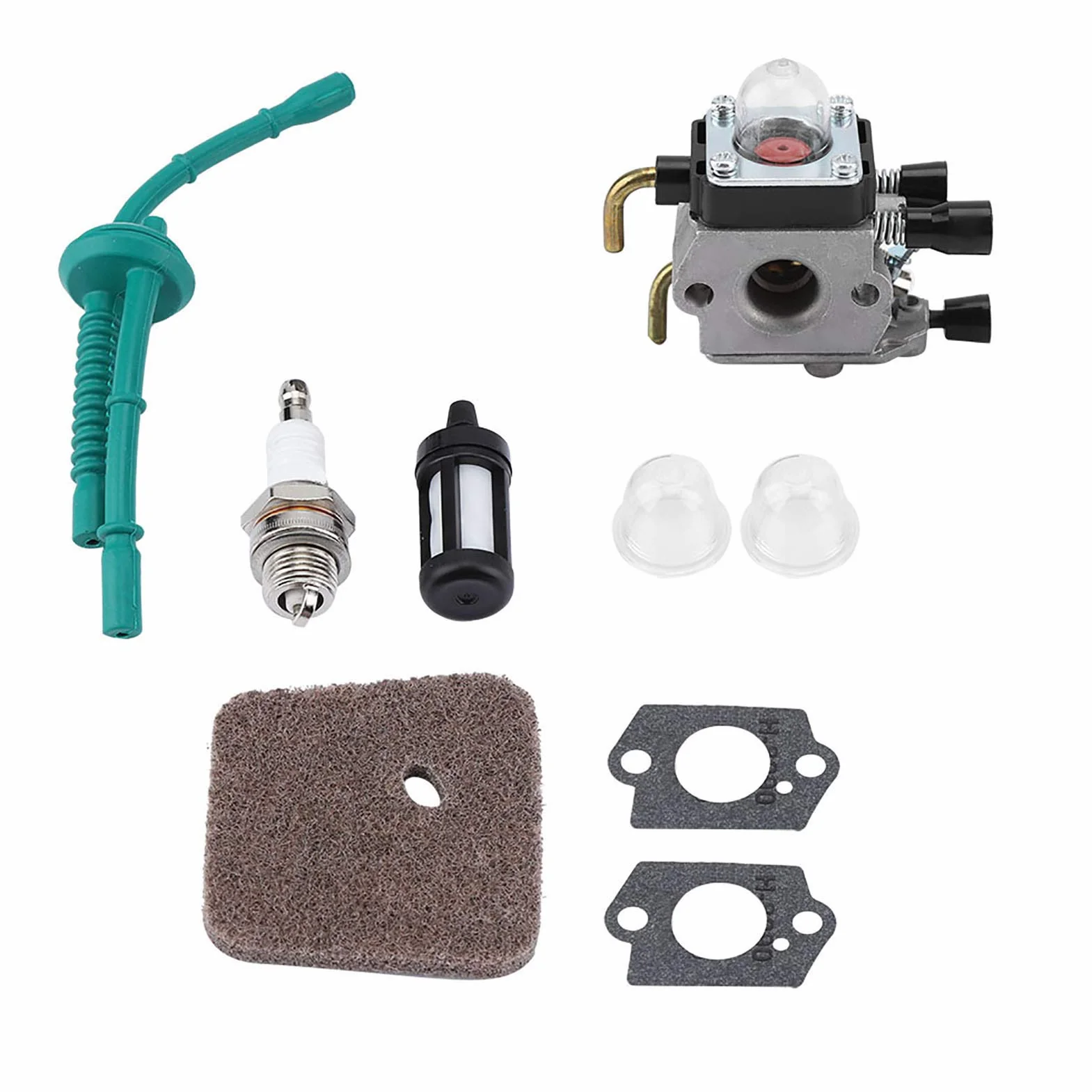 Tyenaza Set Carburatore per STIHL FS55 FS55R FS55RC FS38 KM55 HL45 KM55R Motore a Tosaerba Ricambi Accessori con Kit Tubo Carburante Filtro Aria Sostituzione