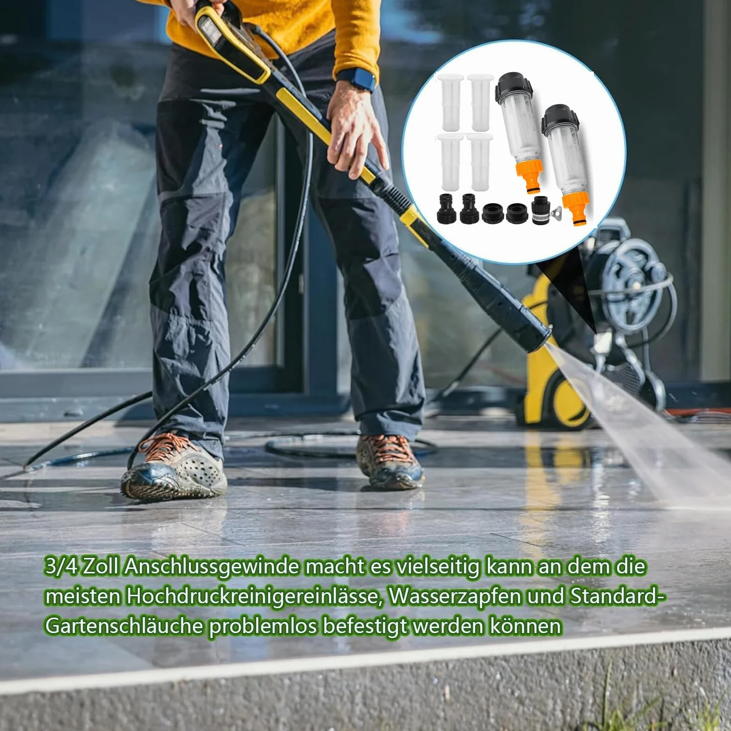 LATRAT Set di filtri per acqua per tubo da giardino, 2 pezzi 3,5 cm Filtro per acqua per pompa da giardino, idropulitrice ad alta pressione, camper, irrigazione del giardino