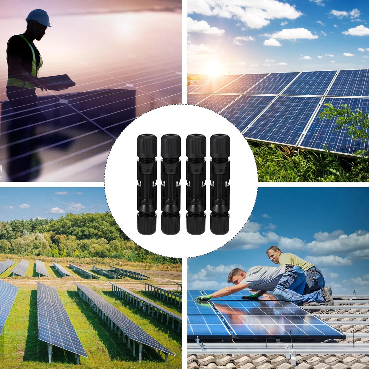 Connettori per Cavi Pannelli Solari 8 Pezzi in Plastico Nero Installazione Facile e Rimozione Semplice per Sistemi Fotovoltaici Impermeabili