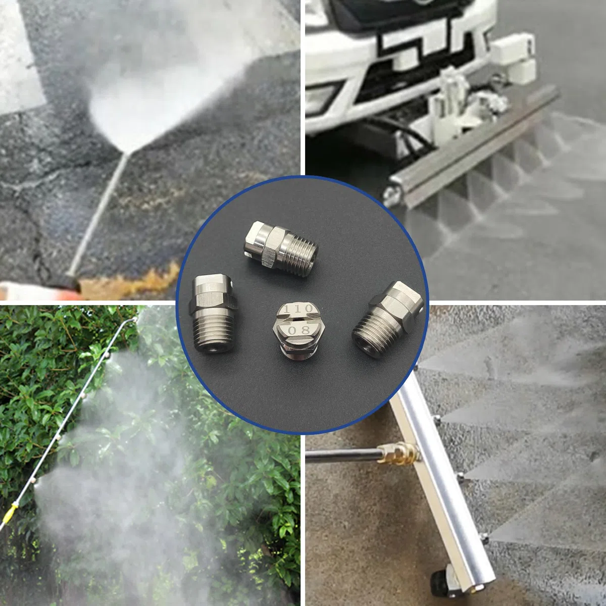 4Pcs Punta Per Ugello Acciaio Inox 110 Gradi,Ugello Con Apertura 1.8mm, Attacco Filettato 1/4",Ugello Nebulizzatore Alta Pressione Pulitore Pressione Nebulizzatore Lavaggio Accessorio (110 Gradi)