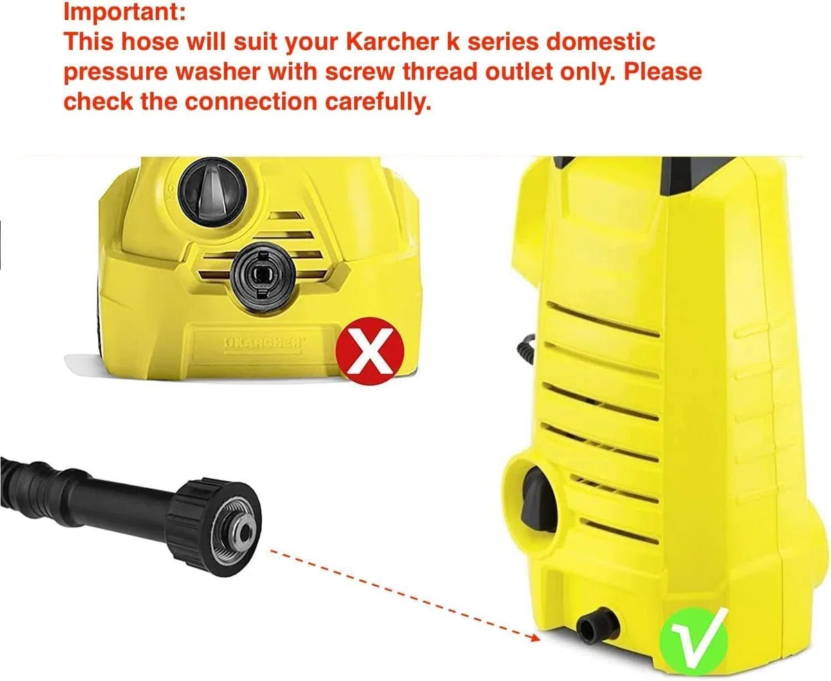 5M Tubo di ricambio per idropulitrici ad alta pressione per lavatrici serie K Karcher K2, Click M22 (14mm) tipo femmina - prolunga connettore rapido per tubo di pulizia acqua modello vecchio