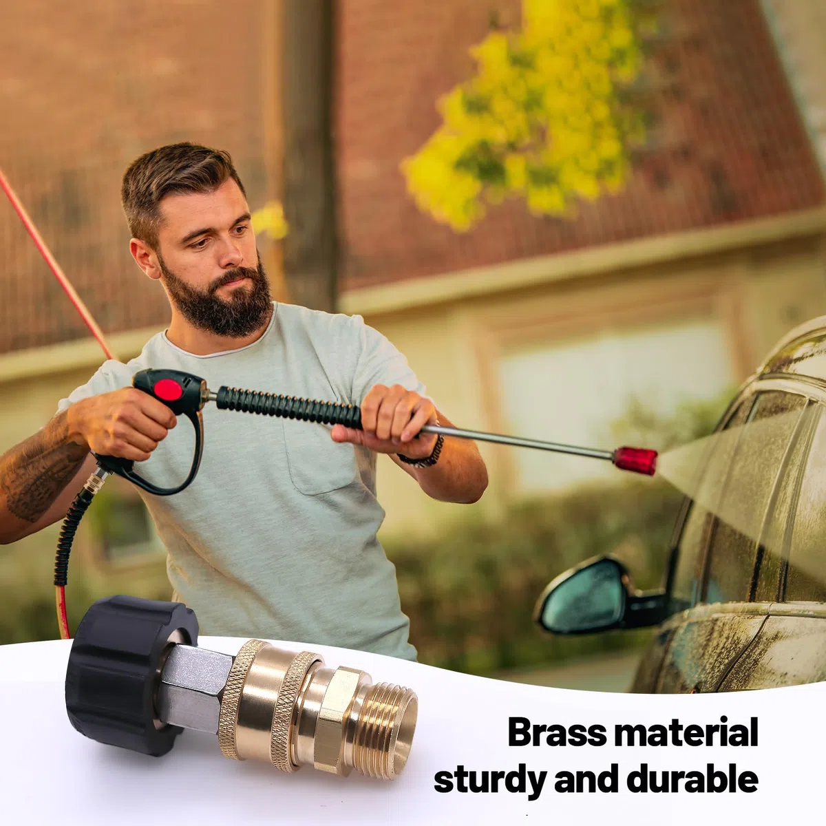 Set Adattatore per Idropulitrice M22 3/8" Tubo Quick Connect Set, Connettore Rapido da Filettatura Femmina M22 da 14 mm a Filettatura Naschio, 5000 PSI
