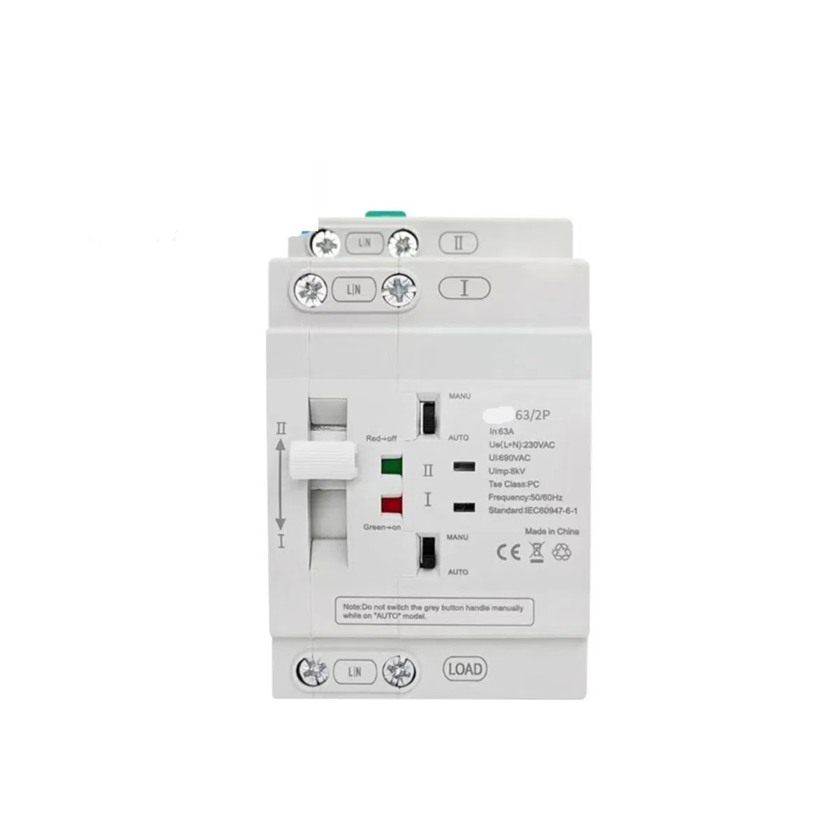 Interruttore di trasferimento automatico a doppia alimentazione for PC 110V 220V 25A 40A 63A Interruttore di trasferimento di potenza domestica 50/60Hz(2P 63A,110V)