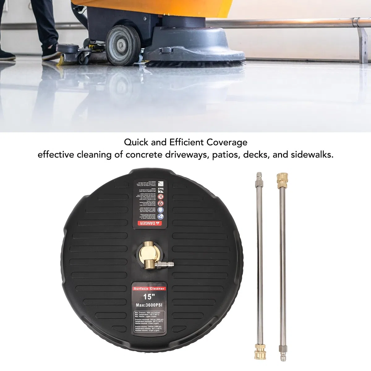 Attacco per idropulitrice 3600PSI ad alta efficienza con connessione rapida per pulizia di calcestruzzo, patio, marciapiede