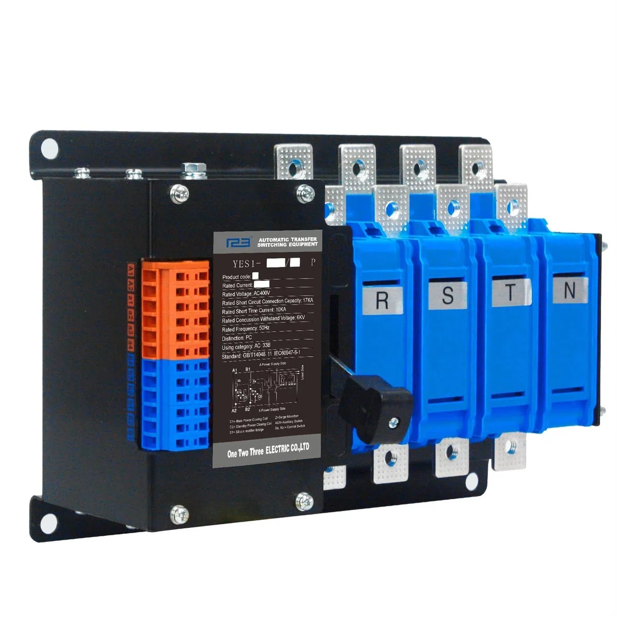 YES1-125N Tipo di cablaggio Solenoide gruppo elettrogeno diesel ATS/commutatore automatico PC CLASS 80A 100A 125A 2P 3P 4P AC-33B (Color : 80A, Size : 2)