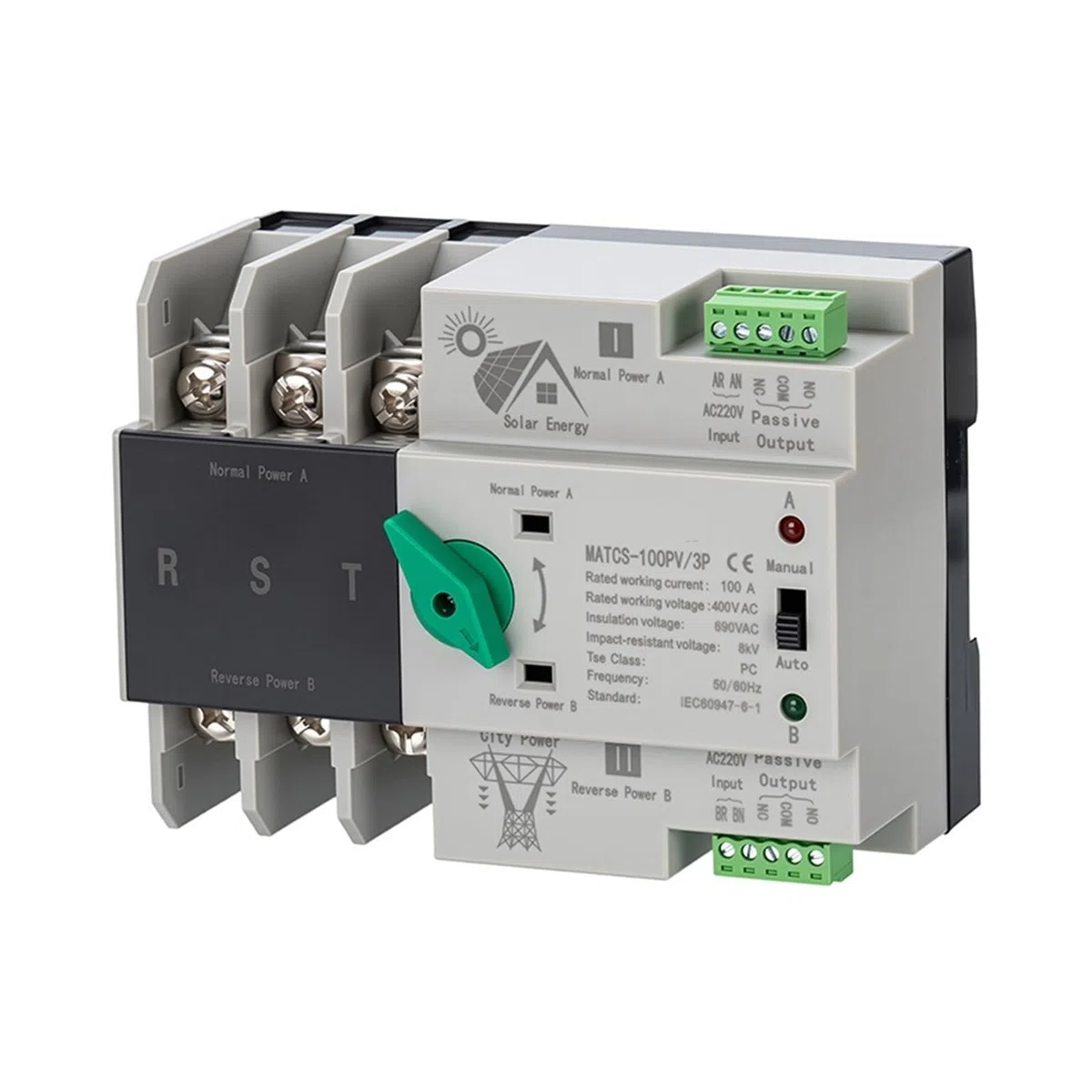 Interruttore di trasferimento automatico a doppia MATCS-100PV 2P 3P 4P ATS for fotovoltaico e inverter Selettori di trasferimento automatico a doppia potenza 100A(FX-551P-C2)