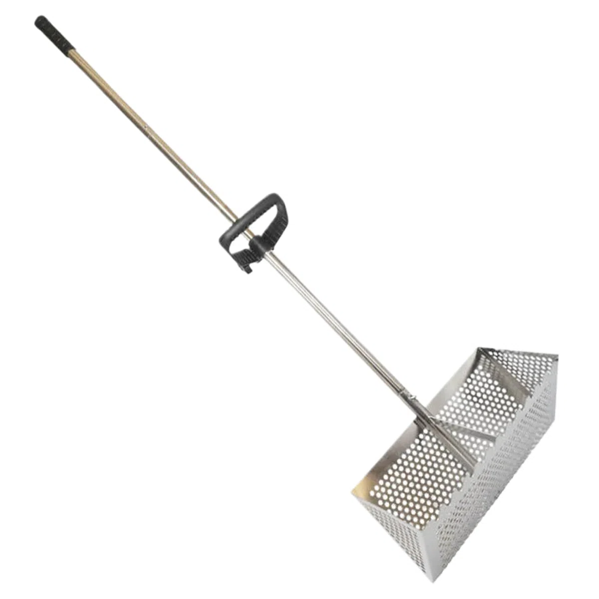 rastrello da giardino ， Rastrello da spiaggia in acciaio inox con cesto largo 15,8, manico lungo staccabile e rastrello for spiaggia e pulci Rastrello for spiaggia e pulci