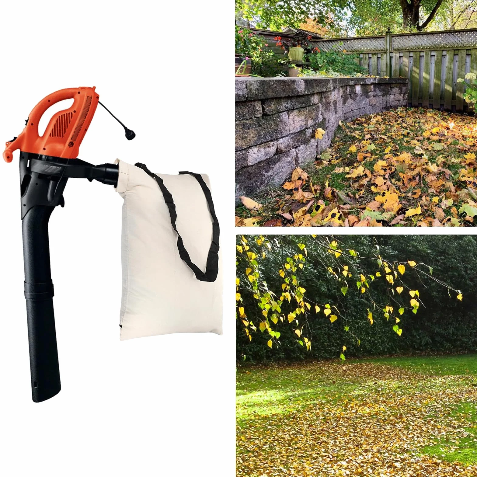 IGNPION Sacchetto universale per soffiatore sottovuoto con spalla, 90 l, grande capacità, per raccogliere foglie da giardino, adatto alla maggior parte degli aspirapolvere per foglie, borsa di