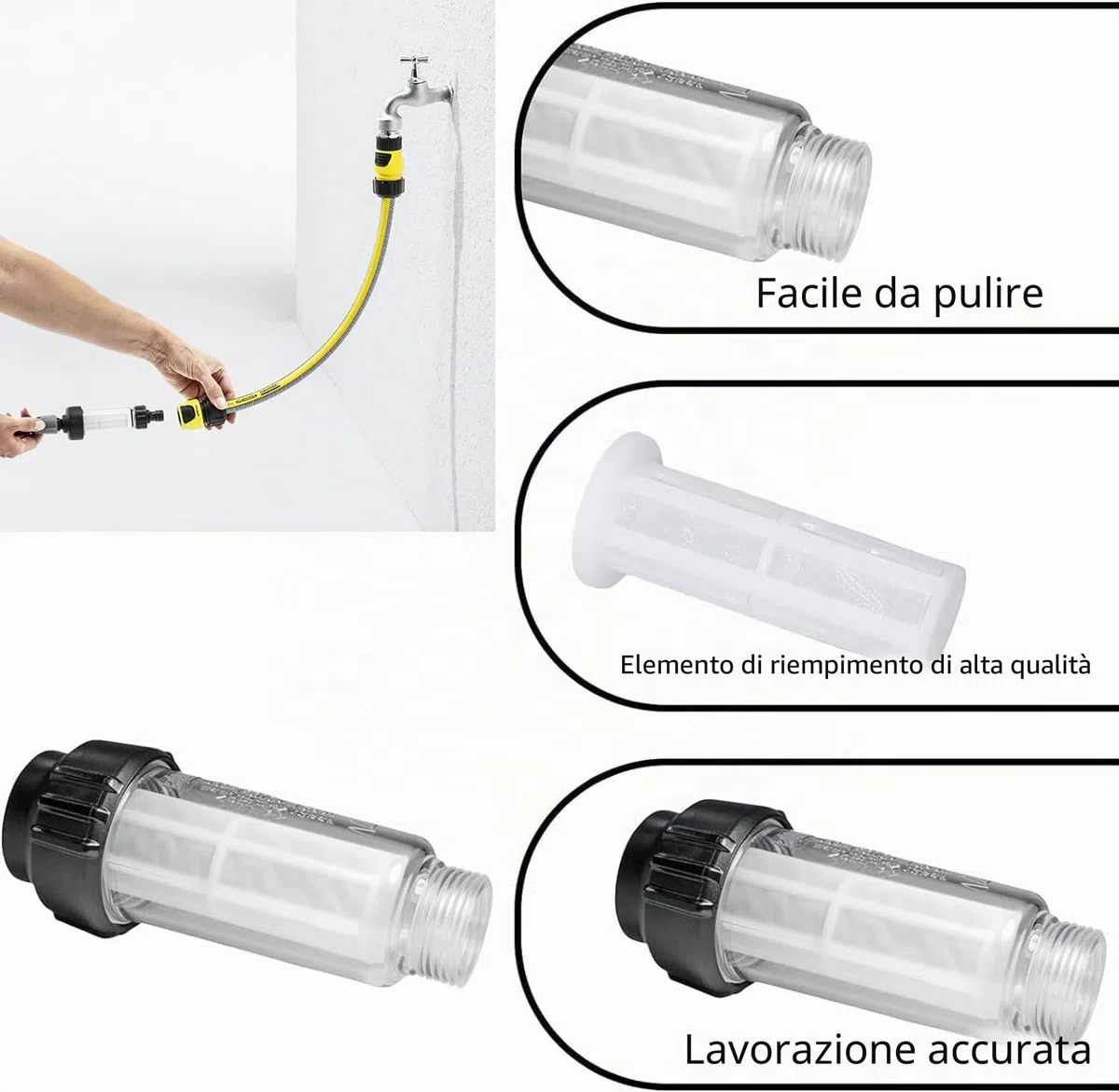LATRAT Set di filtri per acqua per tubo da giardino, 2 pezzi 3,5 cm Filtro per acqua per pompa da giardino, idropulitrice ad alta pressione, camper, irrigazione del giardino