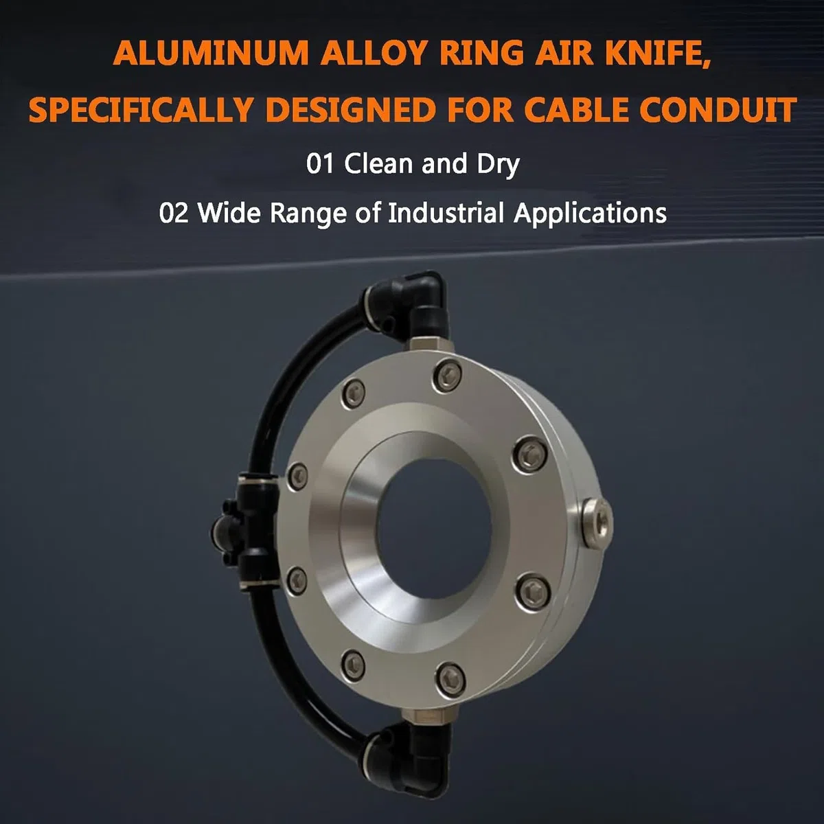 Soffiatore a lama d'aria, strumento di asciugatura in alluminio a 360 gradi per tubi e cavi, compatibile con compressore d'aria, diametro interno 8-203 mm, spessore 28 mm