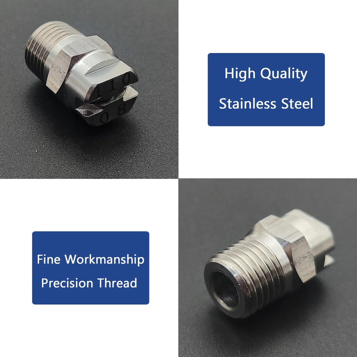 4Pcs Punta Per Ugello Acciaio Inox 110 Gradi,Ugello Con Apertura 1.8mm, Attacco Filettato 1/4",Ugello Nebulizzatore Alta Pressione Pulitore Pressione Nebulizzatore Lavaggio Accessorio (110 Gradi)
