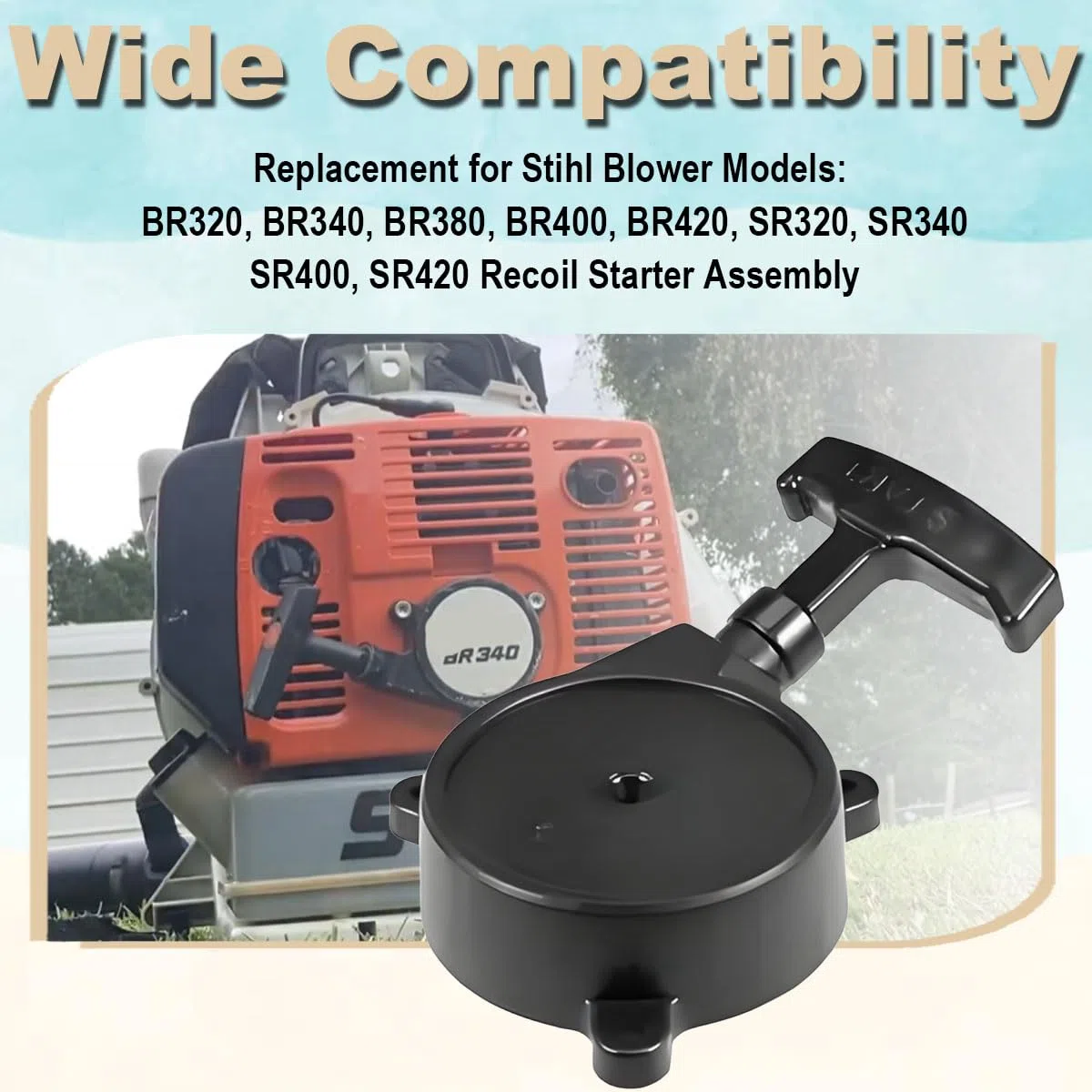BR420 Avviamento a strappo per STIHL BR320 BR340 BR380 BR400 SR320 SR340 SR400 SR420 Modelli di soffiatori a zaino 4203-190-0405 Sostituzione gruppo avviamento a strappo