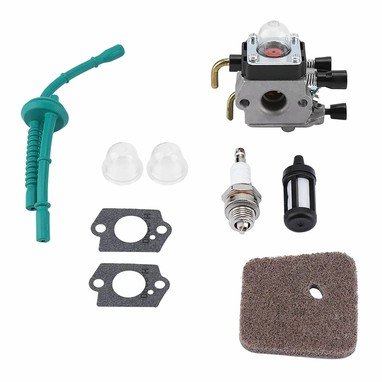 Tyenaza Set Carburatore per STIHL FS55 FS55R FS55RC FS38 KM55 HL45 KM55R Motore a Tosaerba Ricambi Accessori con Kit Tubo Carburante Filtro Aria Sostituzione