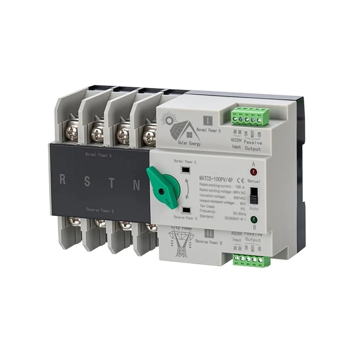 Interruttore di trasferimento automatico a doppia MATCS-100PV 2P 3P 4P ATS for fotovoltaico e inverter Selettori di trasferimento automatico a doppia potenza 100A(FX-551P-C2)