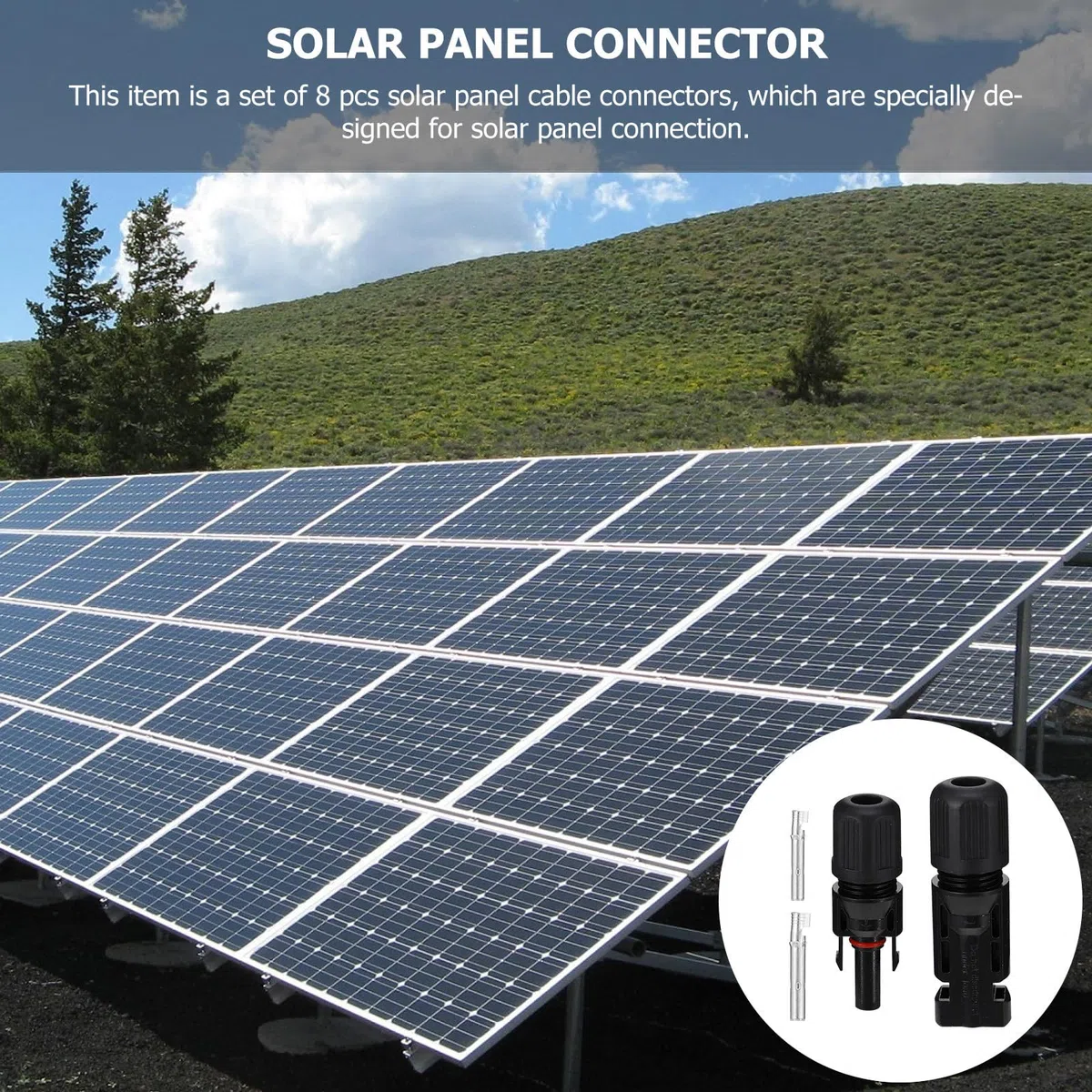 Connettori per Cavi Pannelli Solari 8 Pezzi in Plastico Nero Installazione Facile e Rimozione Semplice per Sistemi Fotovoltaici Impermeabili