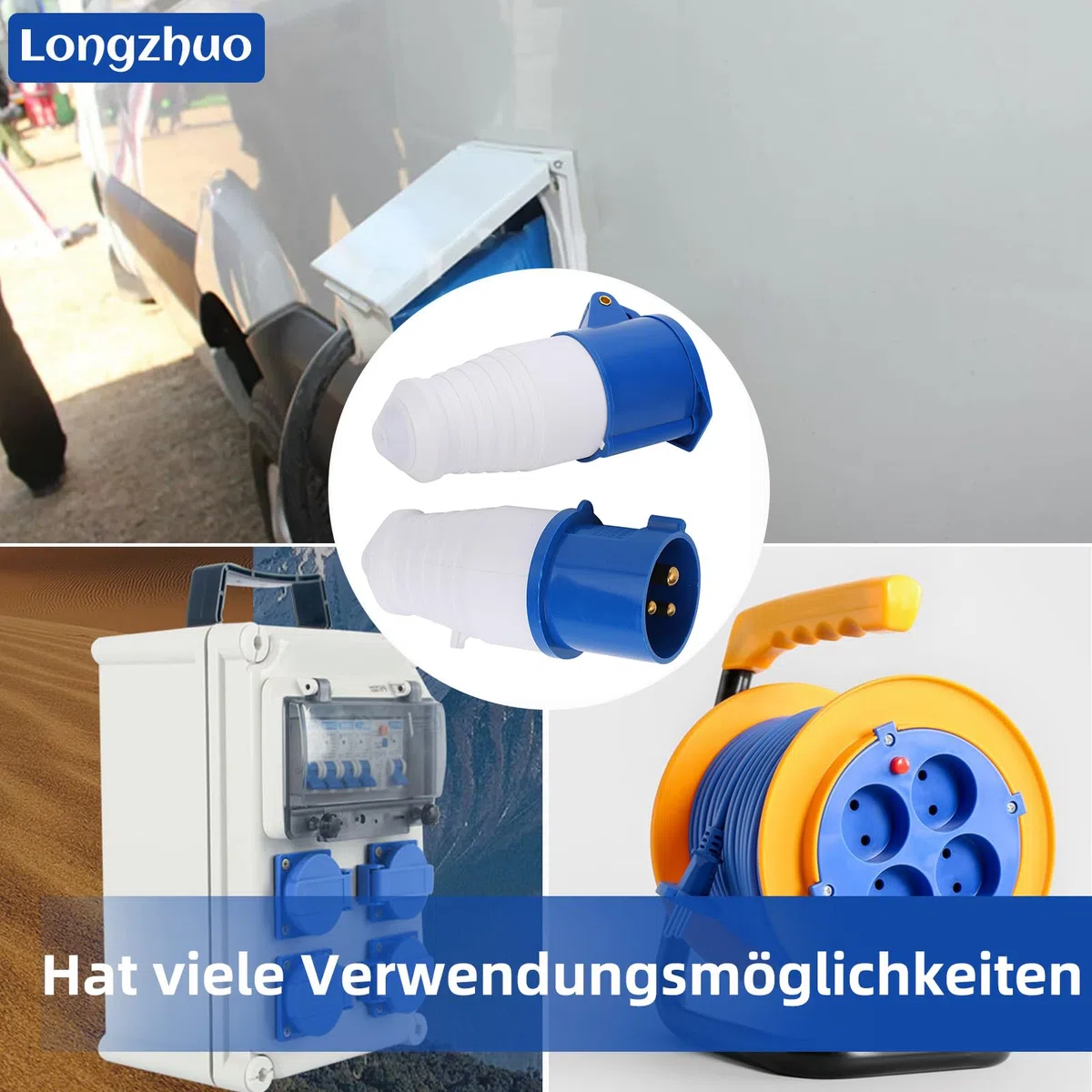 Longzhuo Spina di Alimentazione Industriale 2 Pezzi 3 Pin monofase a Prova di Esplosione Impermeabile 16A 3 Fori 220-250V