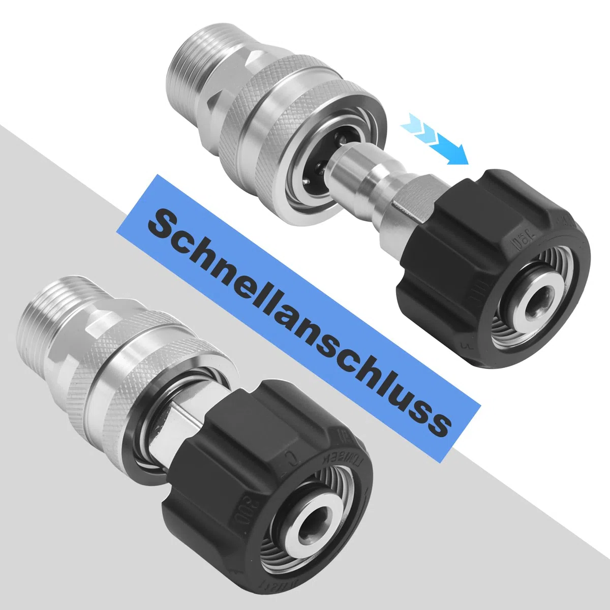 Connect Adattatore Femmina M22 su 1/4" in Acciaio Inox Filettatura Interna, Adattatore ad Alta Pressione in Ottone per Macchine di Pulizia, Attacco Rapido per Tubo ad Alta Pressione e Pistola
