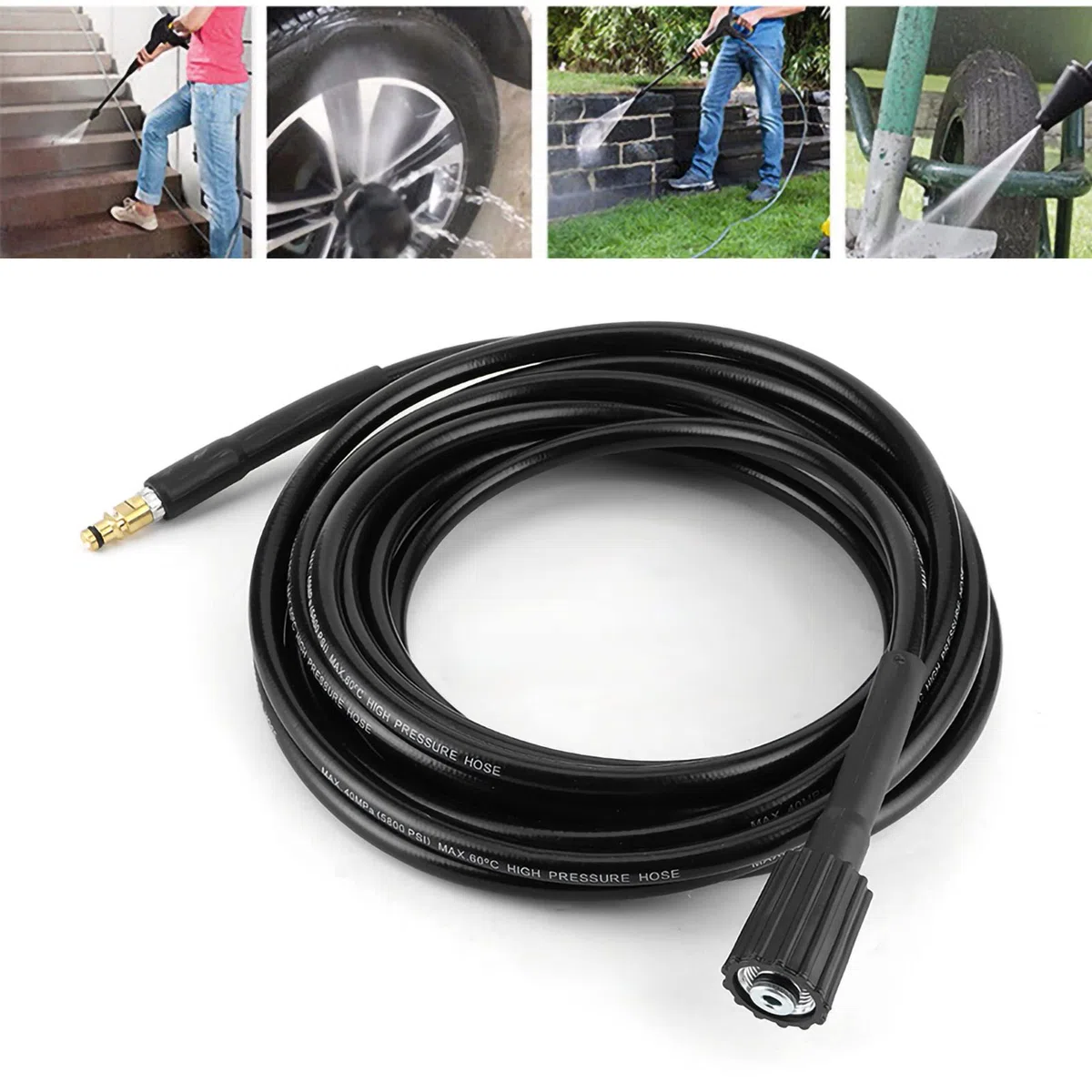 Tubo Per Lavaggio A Pressione 40MPa 5800PSI Accessorio Per Lavaggio Auto Adatto A K2 Versione Nuova In Gomma Resistente 'Usura E -Gomitolo Con Treccia Di Acciaio Ad Alta Tensione