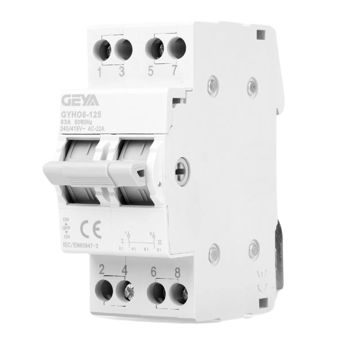 GEYA Commutatore 2P 63A Interruttore separatore di carico Dual Power Manual Transfer Isolating Switch AC 240V interruttore di trasmissione manuale a doppia potenza interruttore di separazione.