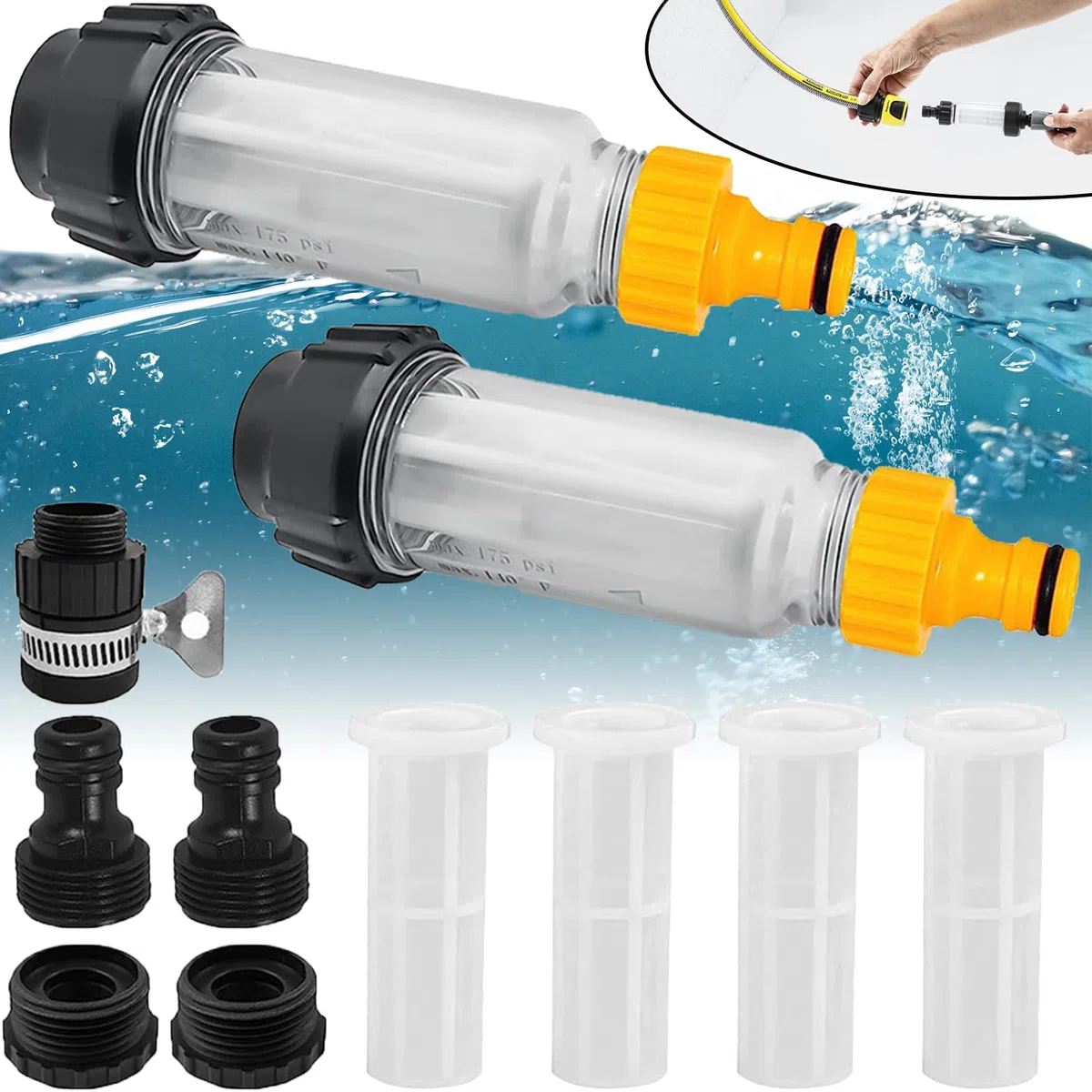 11 Pezzi 3/4"Set Di Filtro Per L’Acqua Per Idropulitrice, Filtro Per Idropulitrice Acqua Irrigazione, Filtro Idropulitrice, Filtro Acqua Camper, Filtro Acqua Giardino