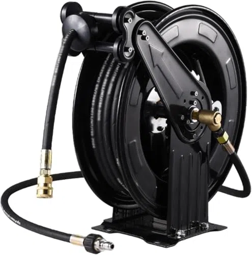 Avvolgitubo automatico retrattile per idropulitrice, cuscinetti in acciaio inox, per irrigazione, lavaggio auto, docce per animali domestici e pulizia pavimenti