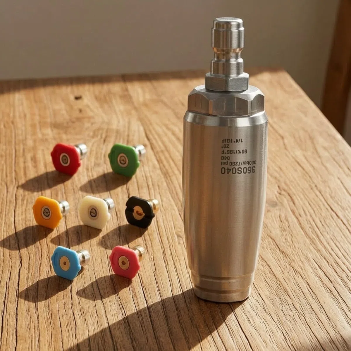 MagiDeal Ugello Rotante Alta Pressione in Acciaio Inox Compatto Ugello a Spruzzo Regolabile con Filettat Sfaccettata Potente per Pulizia Officina