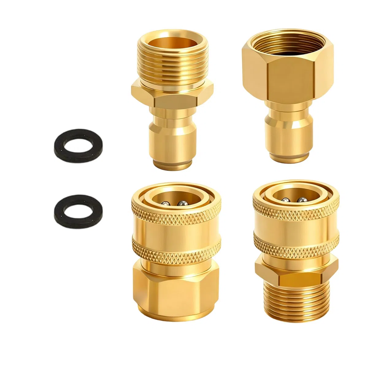 Kit di 4 raccordi per idropulitrice M22 da 14 mm a 1/4, adattatori in ottone a connessione rapida, senza perdite, per lavaggio auto, giardinaggio e pulizia esterna