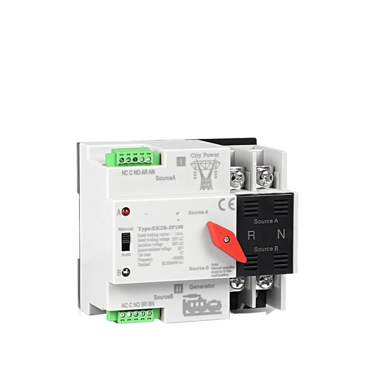 Interruttore di trasferimento automatico a doppia potenza 2P 4P Gruppo di continuità for rete elettrica urbana - Generatore 220V(4P,63A)
