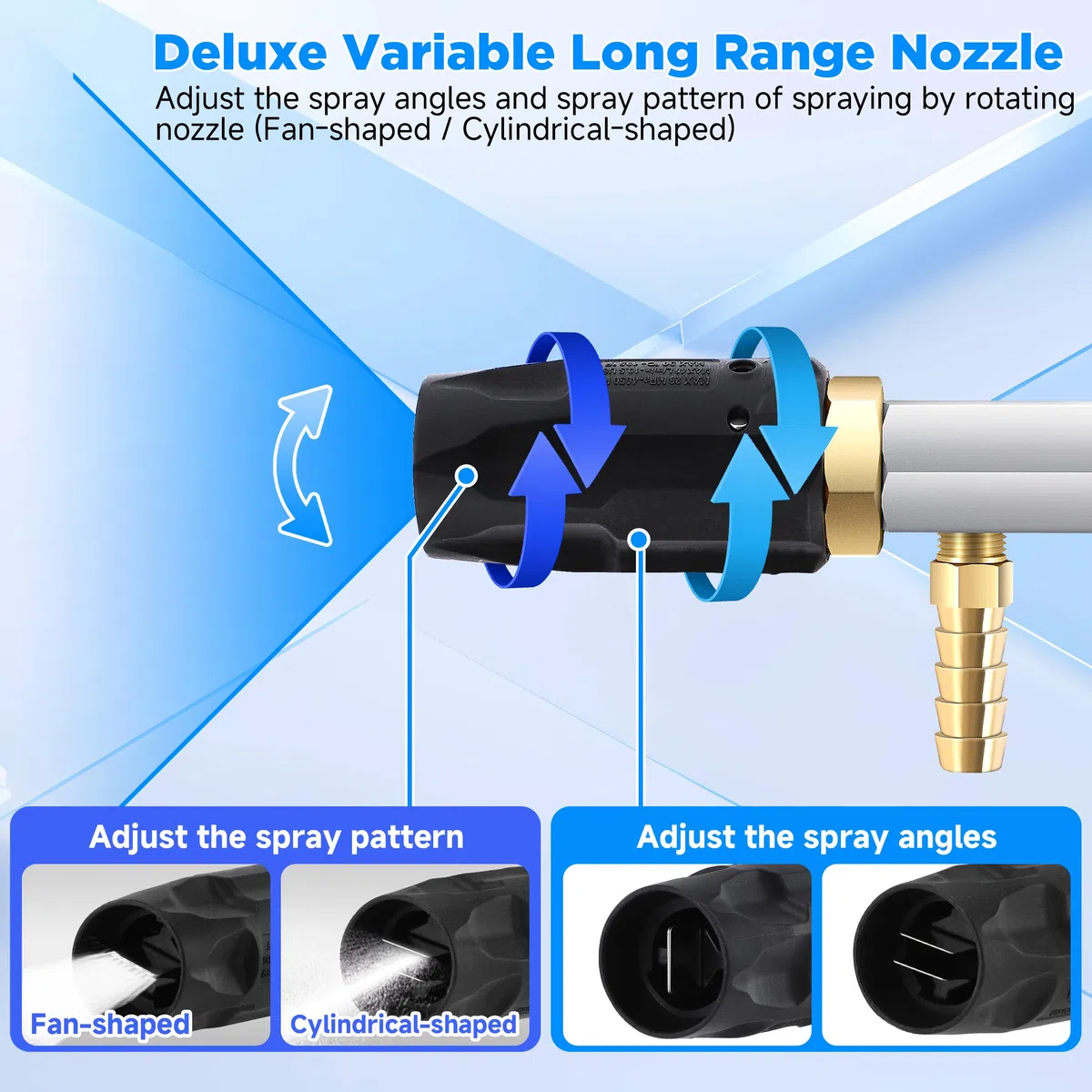 FIXFANS Ugello regolabile a lungo raggio per idropulitrice 5-6,5 GPM con tubo intrecciato da 45 FT, kit ugello spray per idropulitrice a valle iniettore a valle iniezione chimica esterna, connessione
