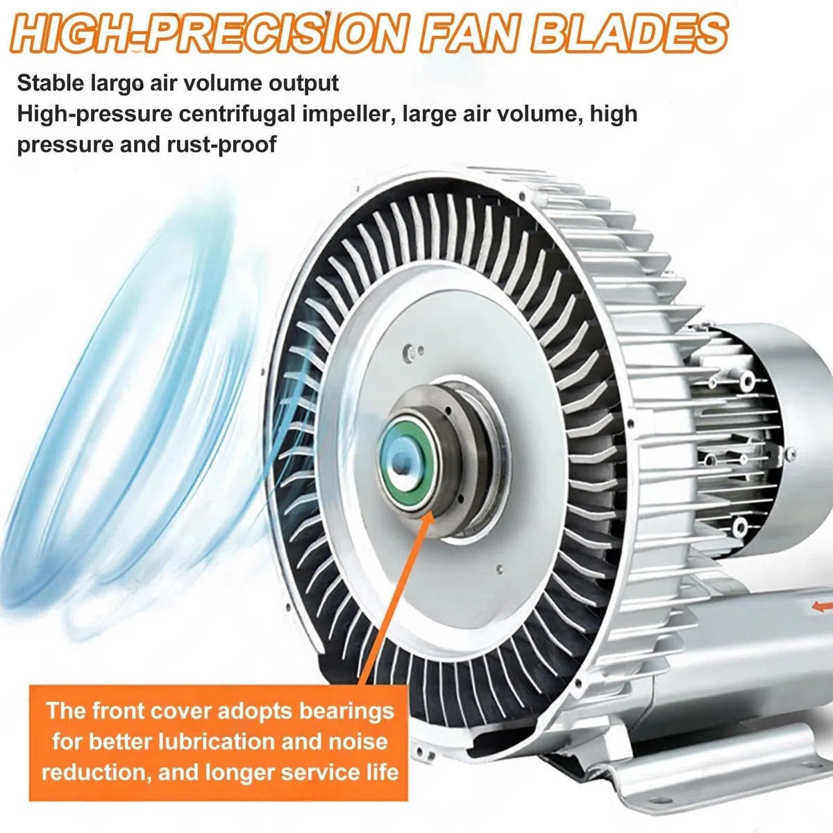 VZXATYOP Soffiante Rigenerativo 220V/380V – Pompa Ad Aria A Vortice Ad Alta Pressione for Laghetti di Acquacoltura E Aerazione con Ossigeno – Soffiatore Elettrico Mono/trifase(370W/220V)